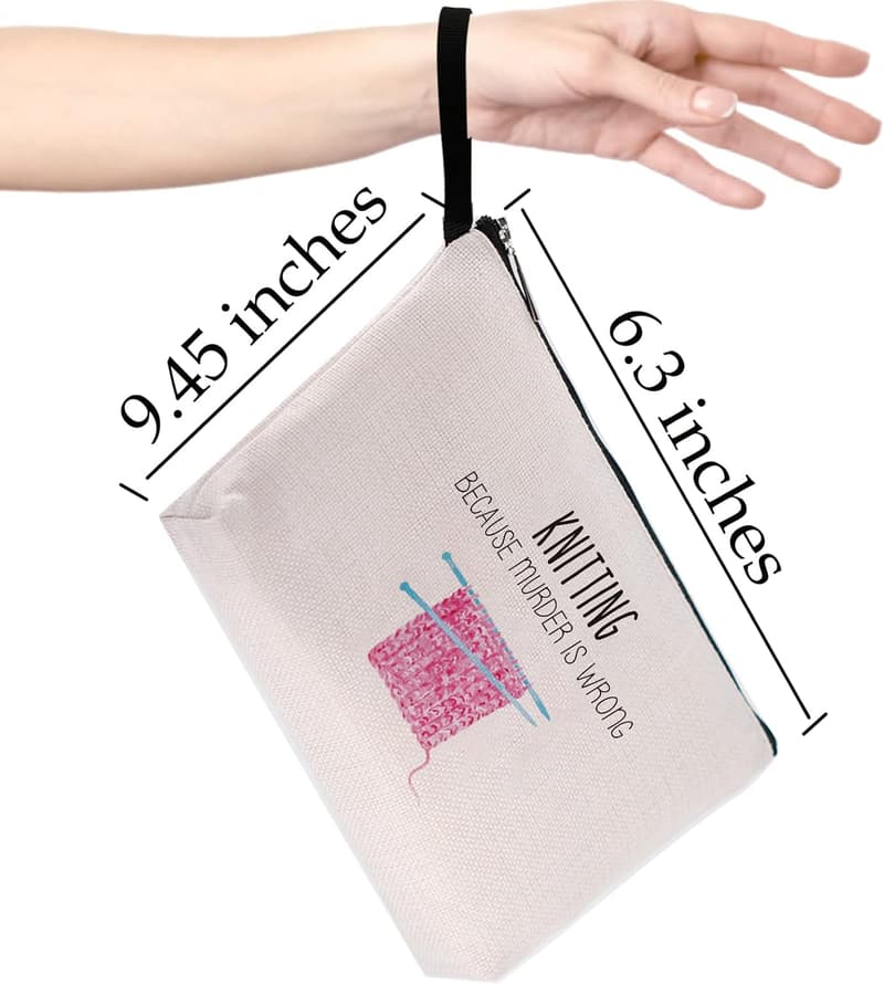 Funny Knitting Makeup Bag for Crochet Lovers & Women
