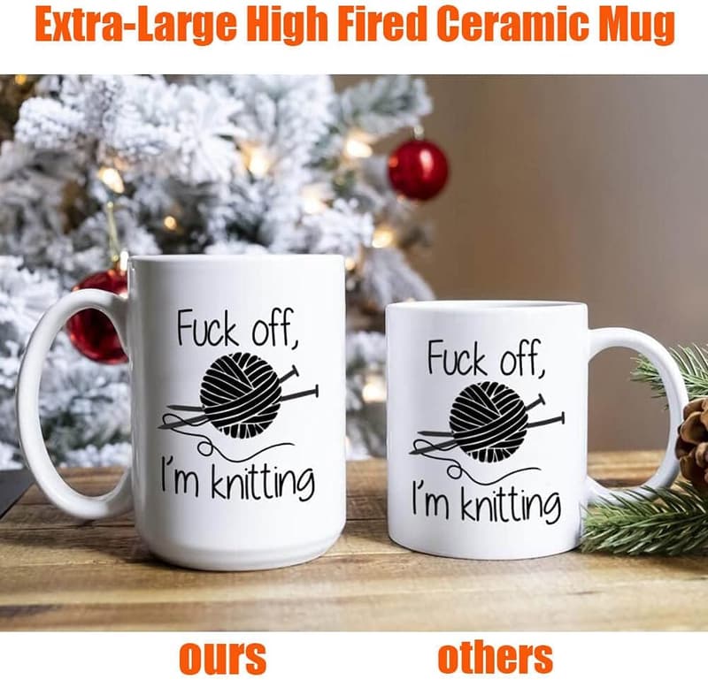 Funny Knitting Coffee Mug for Moms & Grandmas - 15 oz