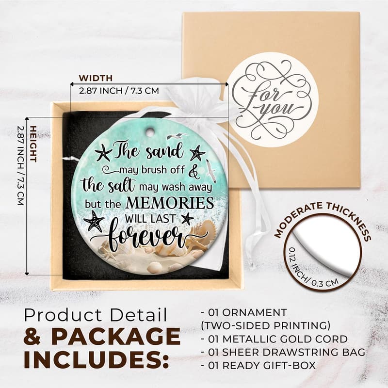 Beach-Themed Ceramic Ornament Gift for Women and Families