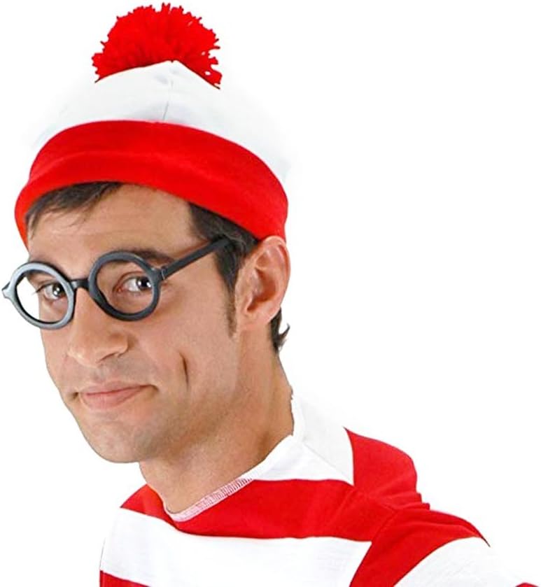 Halloween Red & White Striped Cosplay Costume with Glasses