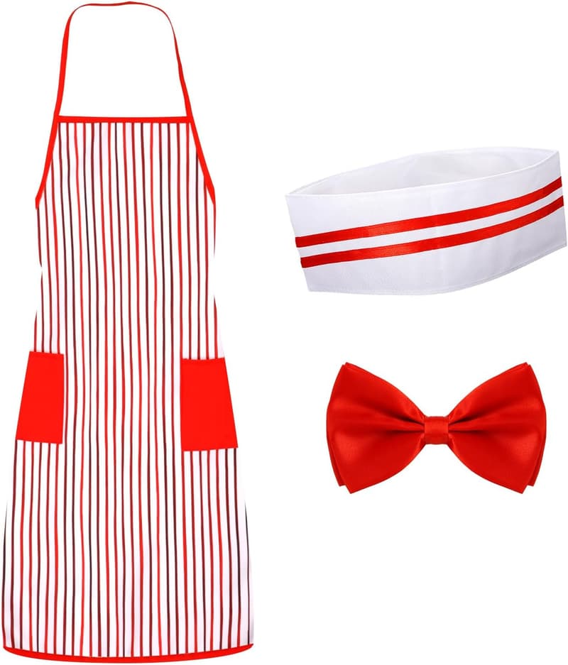 1950s Soda Jerk Costume Kit with Apron and Chef Hat
