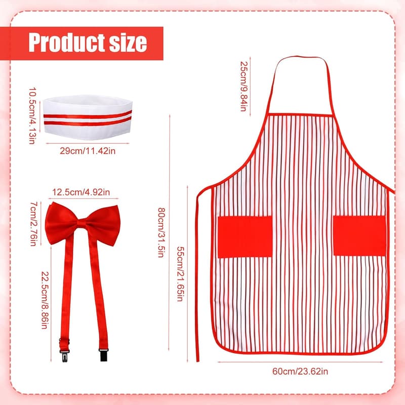 1950s Soda Jerk Costume Kit with Apron and Chef Hat