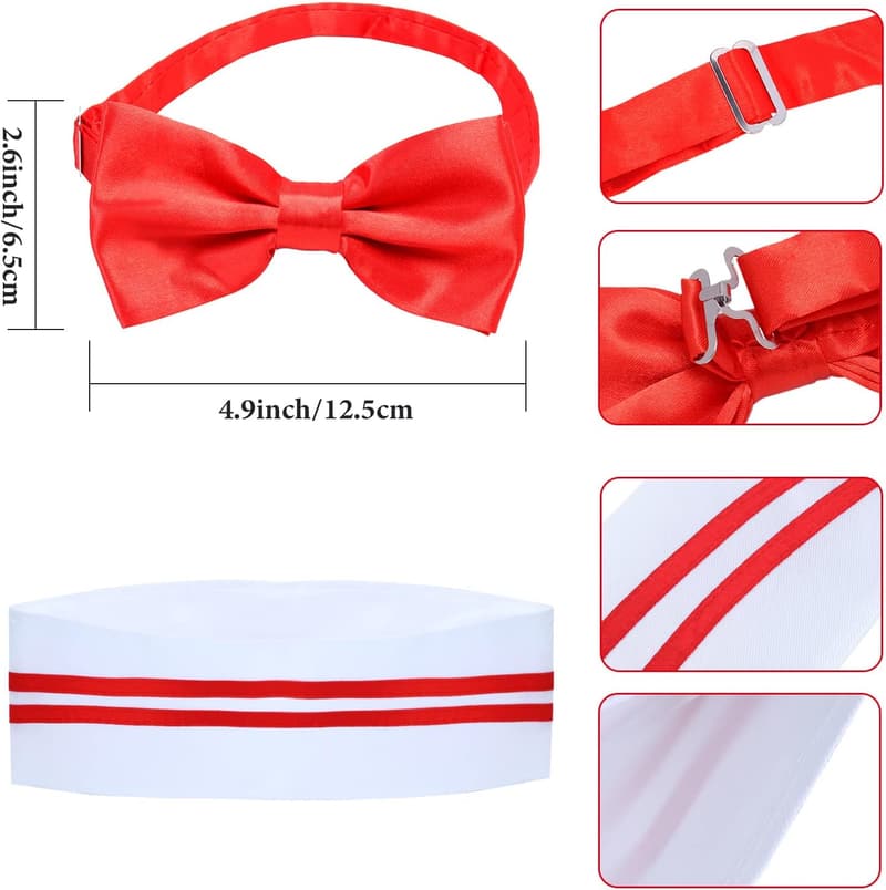 1950s Theme Waiter Costume Kit with Hat, Apron & Bow Tie