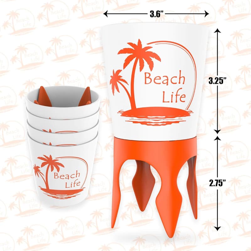 Beach Vacation Cup Holder Set with Bottle Openers & Spikes