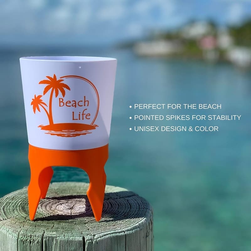 Beach Vacation Cup Holder Set with Bottle Openers & Spikes