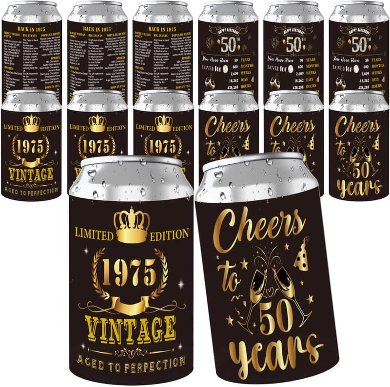 50th Birthday Black Gold Decorations Set for Men