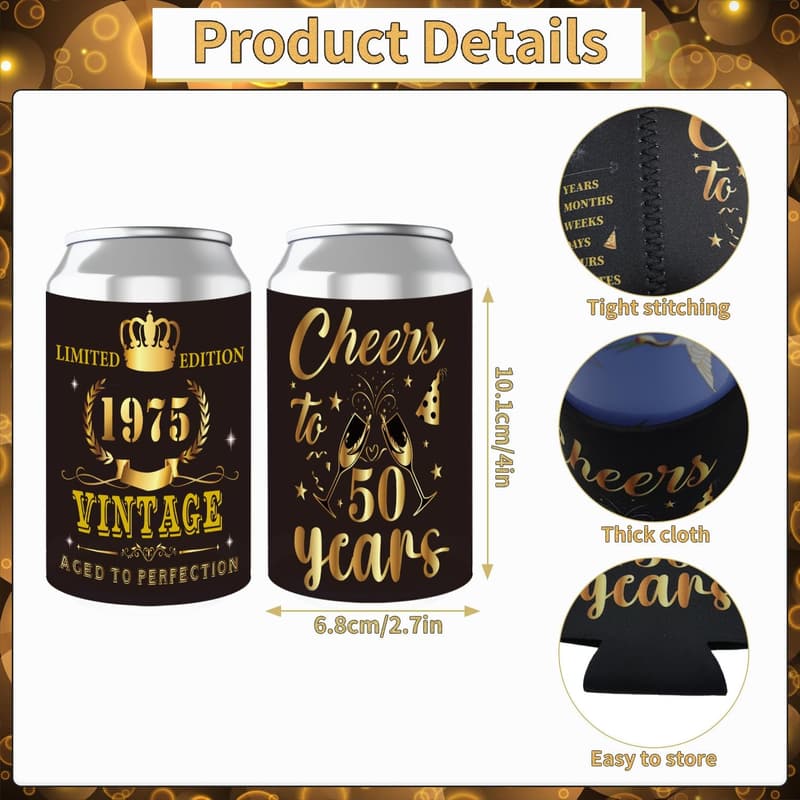 50th Birthday Black Gold Decorations Set for Men