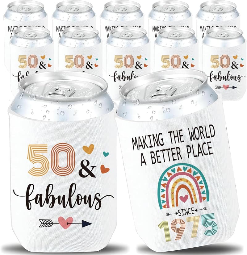 50th Birthday Can Coolers - 12 Pack, 