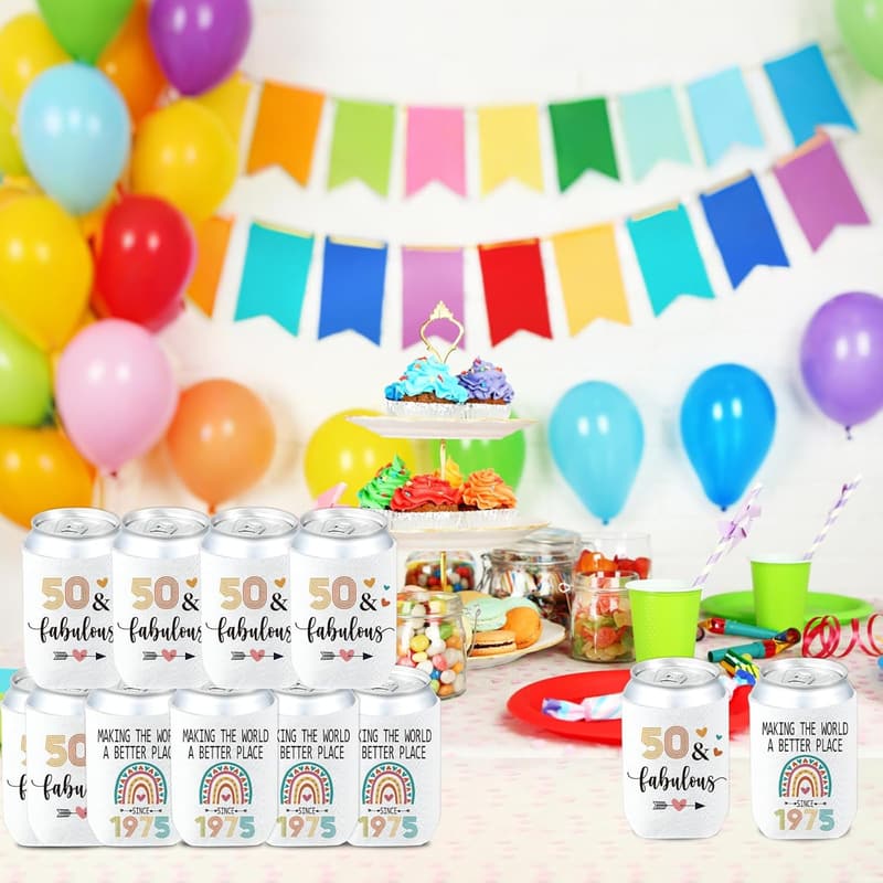 50th Birthday Can Coolers - 12 Pack, 