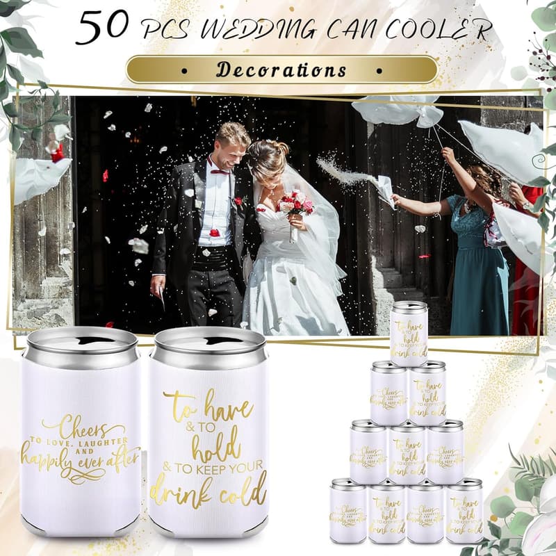 Wedding Can Cooler Favors - 50 Piece Set for Guests