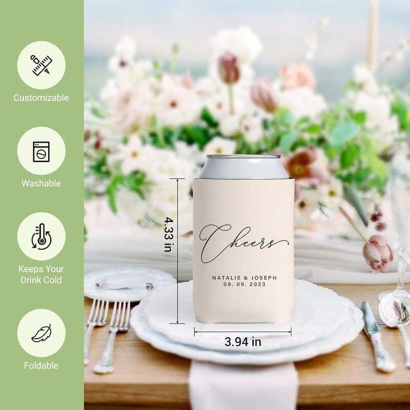Personalized Wedding Can Coolers - Bulk Favor Gifts
