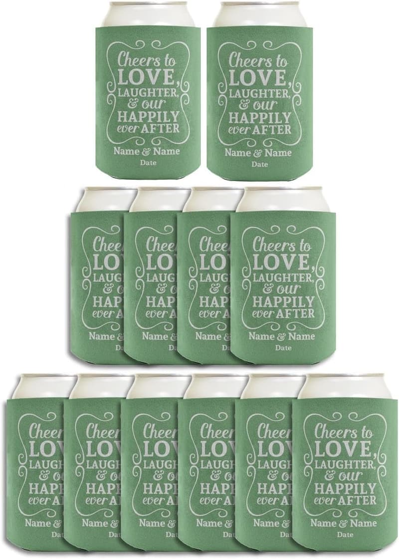 Personalized Wedding Can Coolers - Cheers to Love, 12-Pack