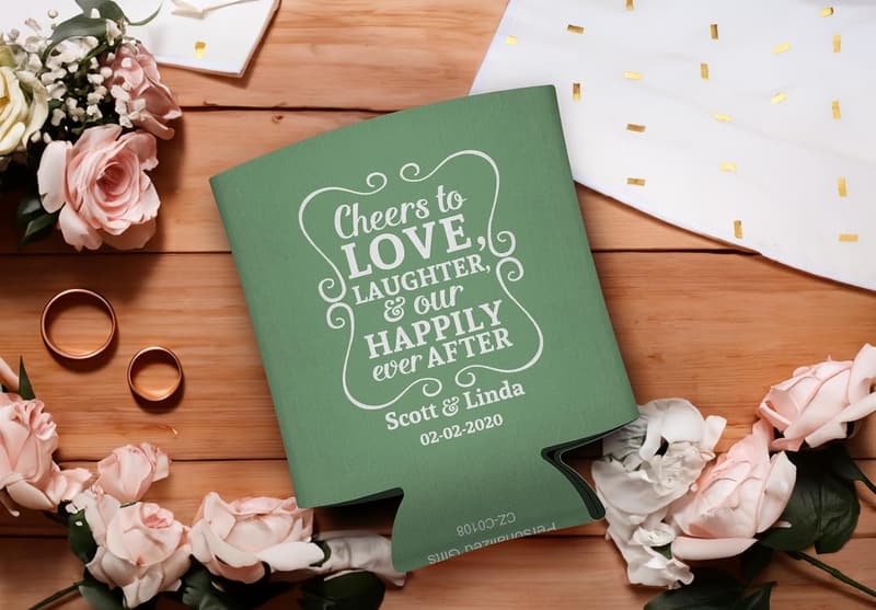 Personalized Wedding Can Coolers - Cheers to Love, 12-Pack