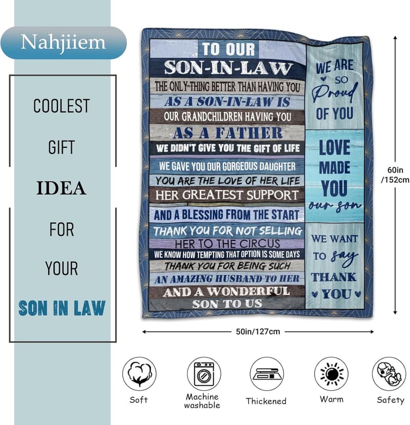Birthday Gift Blanket for Son-in-Law - Soft Warm Throw 50
