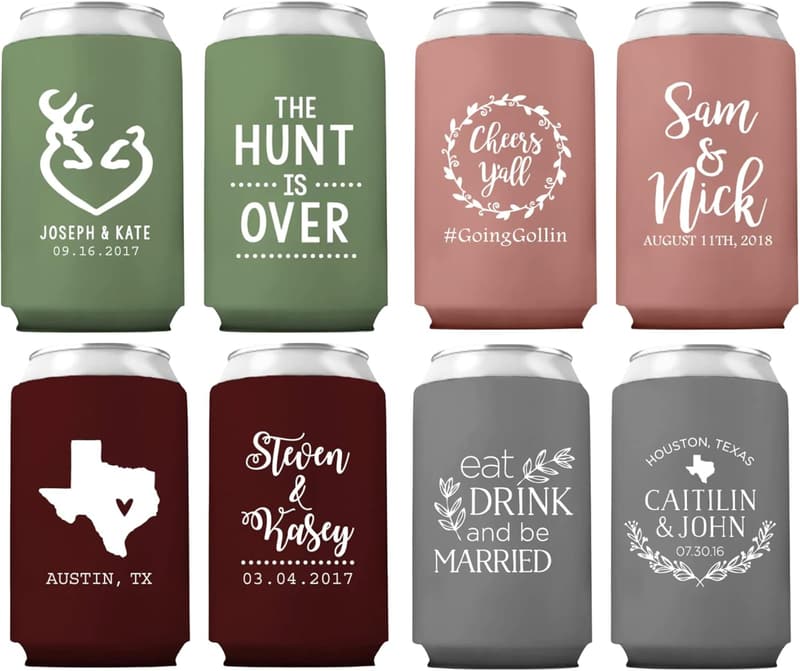 Personalized Wedding Can Coolers - 150-Pack Favors