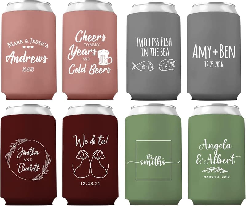 Personalized Wedding Can Coolers - 150-Pack Favors