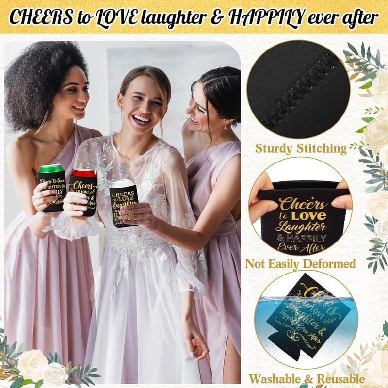 Wedding Favors: 50 Insulated Can Cooler Sleeves with Thank You Cards