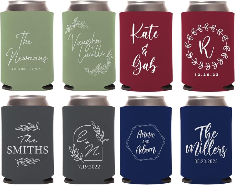 Personalized Wedding Can Coolers - Custom Drink Sleeves (100 PCS)
