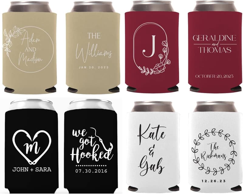 Personalized Wedding Can Coolers - Custom Drink Sleeves (100 PCS)