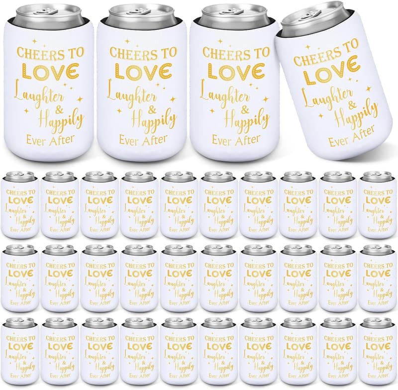 Wedding Can Cooler Decorations - Cheers to Love (50 Pcs)