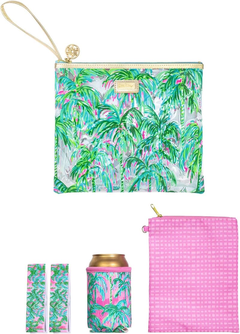Beach Day Pouch Set with Drink Hugger and Towel Clips