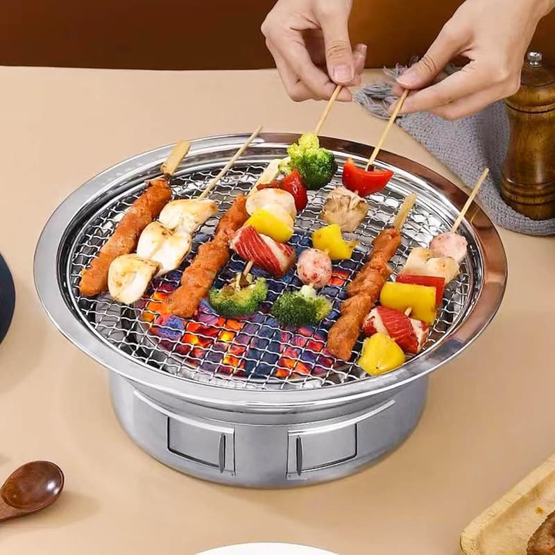 Portable Korean Stainless-Steel BBQ Grill for Outdoor Parties