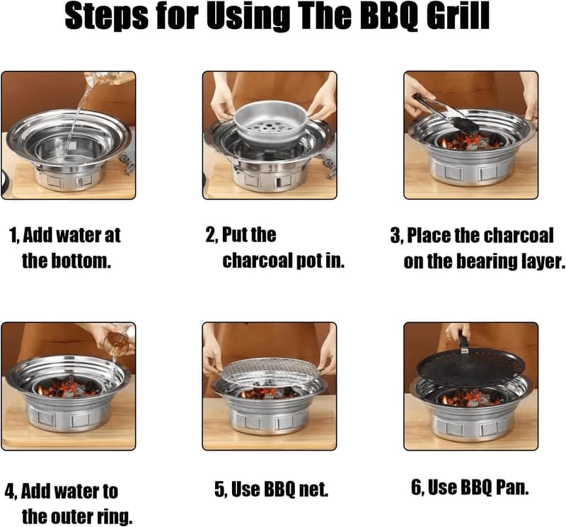 Portable Korean Stainless-Steel BBQ Grill for Outdoor Parties