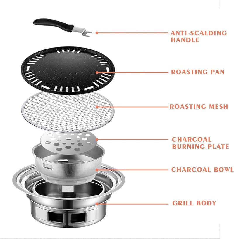 Portable Charcoal BBQ Grill - 13.7