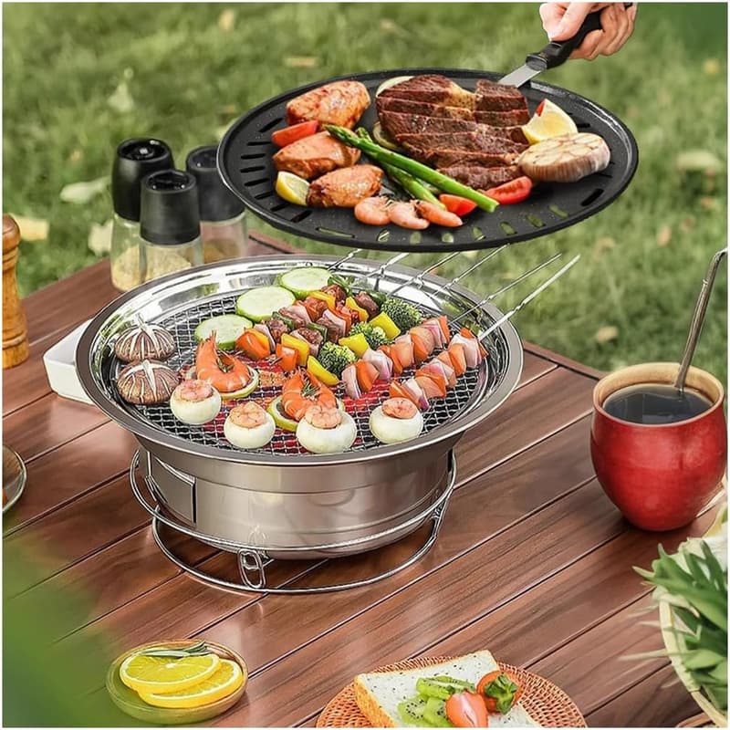 Portable Charcoal BBQ Grill for Camping & Home Use