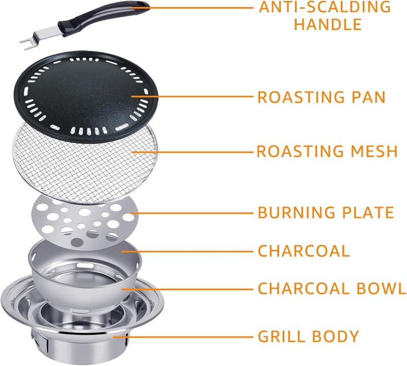 Compact Stainless Steel Charcoal BBQ Grill for Outdoor Cooking
