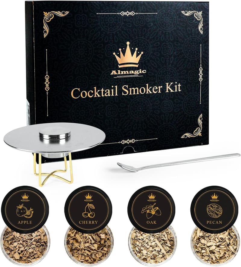 Whiskey Smoker Kit with 4 Wood Chip Flavors - Ideal Gift for Men