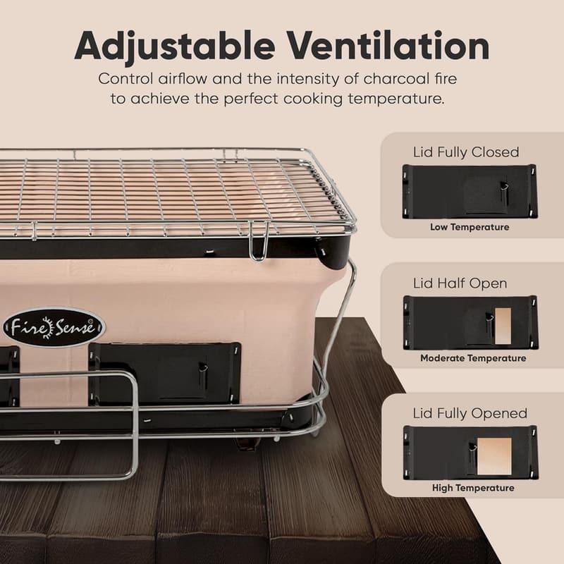 Large Handmade Yakatori Charcoal Grill with Adjustable Ventilation