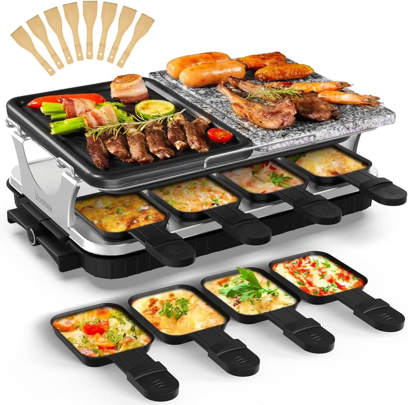Electric Smokeless Indoor BBQ & Raclette Grill, 2-in-1