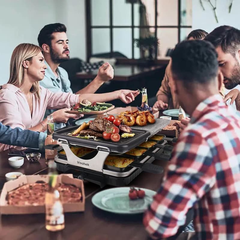 Electric Smokeless Indoor BBQ & Raclette Grill, 2-in-1