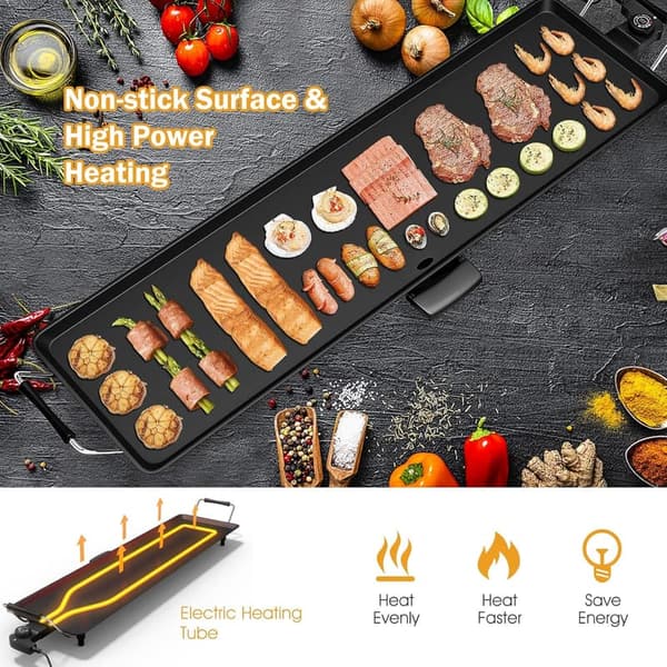 Large Electric Griddle with Adjustable Temperature for BBQ and Pancakes