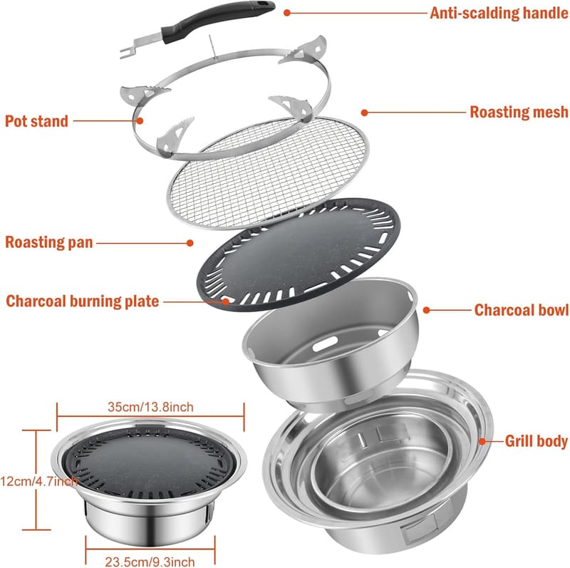 Portable Charcoal BBQ Grill for Camping and Picnics
