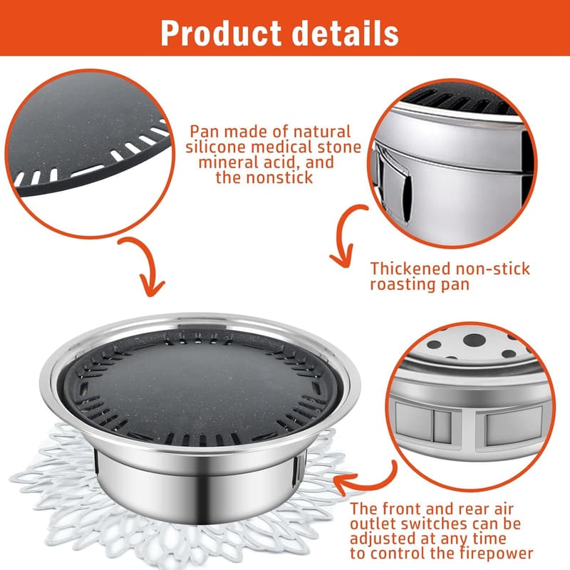 Portable Charcoal BBQ Grill for Camping and Picnics