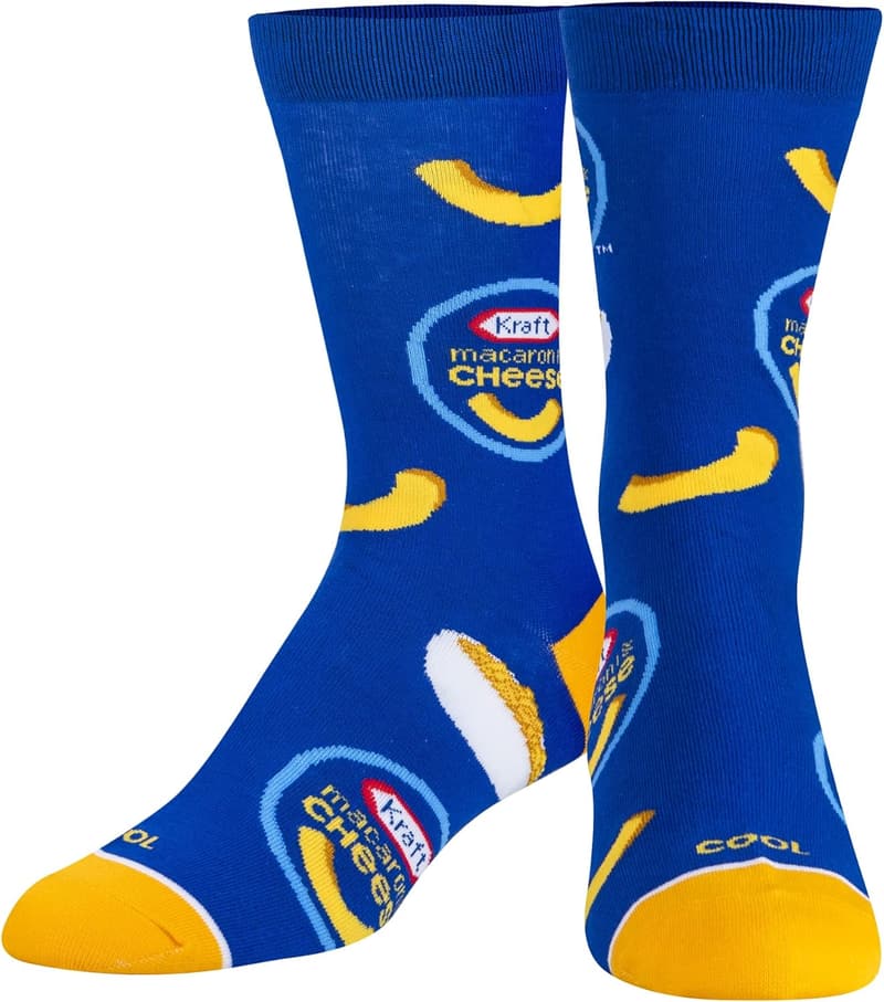 Funny Graphic Crew Socks - Kraft Mac & Cheese Design