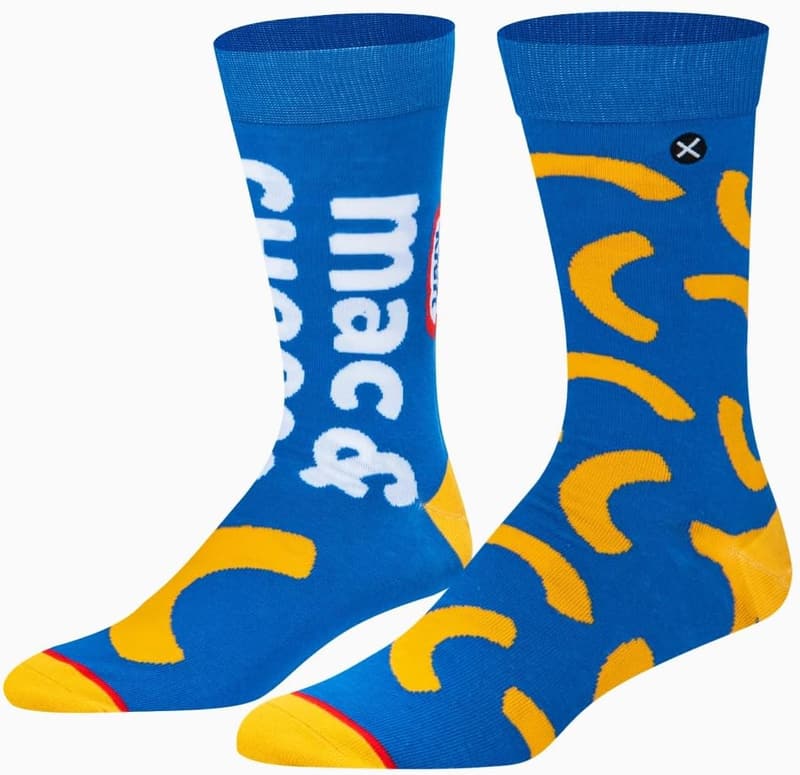 Funny Kraft Mac & Cheese Crew Socks for Adults (Size 8-12)