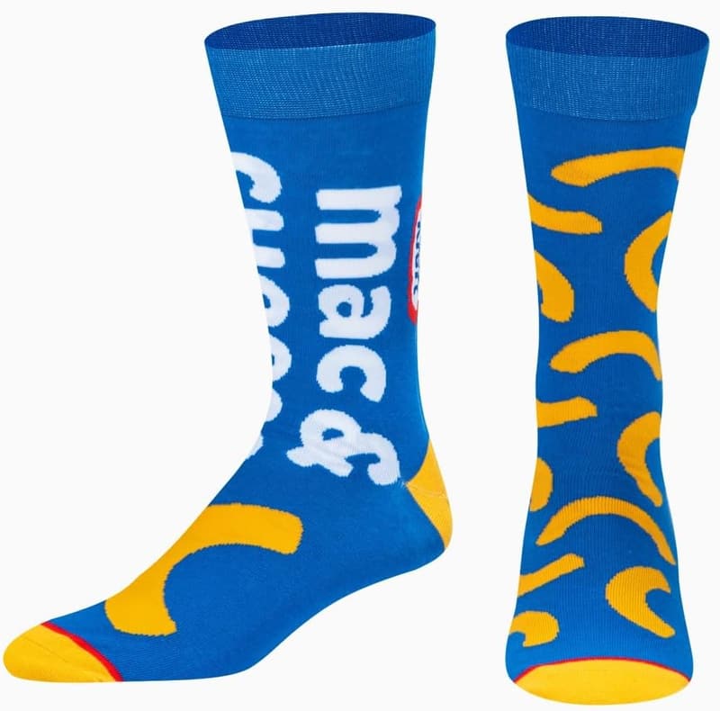 Funny Kraft Mac & Cheese Crew Socks for Adults (Size 8-12)