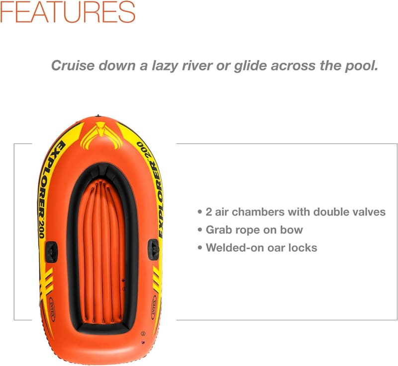Explorer Inflatable Boat with Dual Air Chambers & Oar Locks