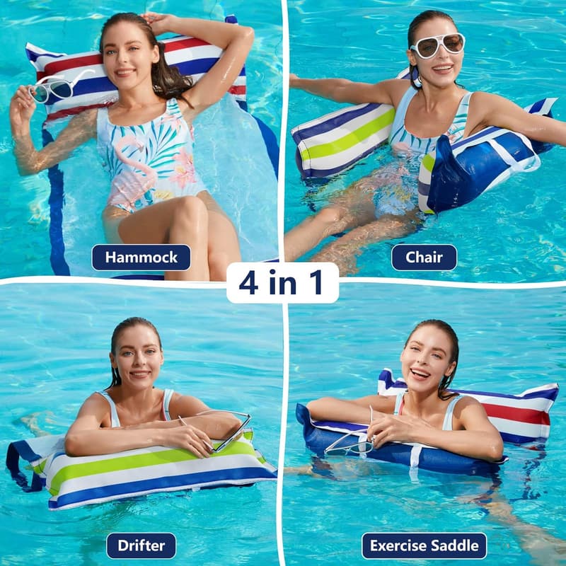 Inflatable Pool Hammock Float - 2 Pack Multi-Purpose Loungers