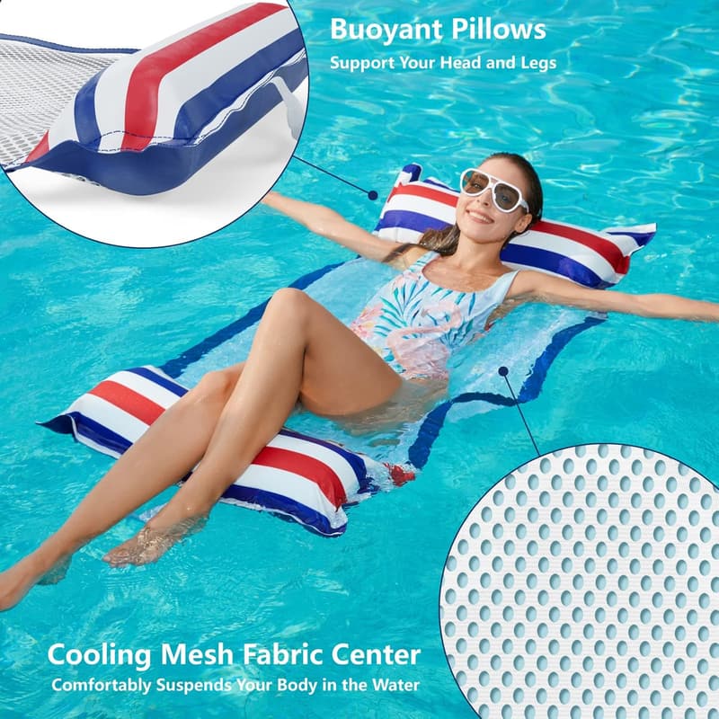 Inflatable Pool Hammock Float - 2 Pack Multi-Purpose Loungers