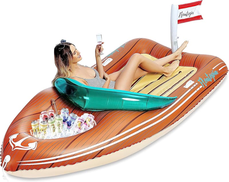 Giant Inflatable Boat Pool Float with Cooler for Summer Fun