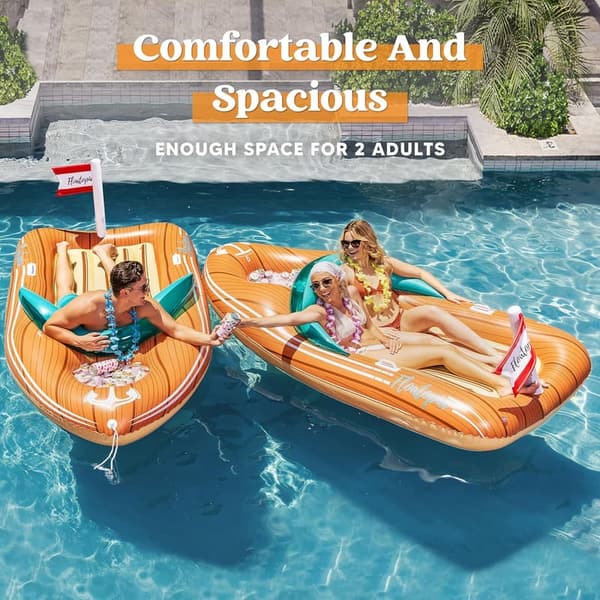 Giant Inflatable Boat Pool Float with Cooler for Summer Fun