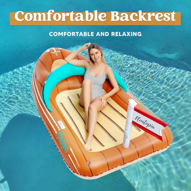 Giant Inflatable Boat Pool Float with Cooler for Summer Fun