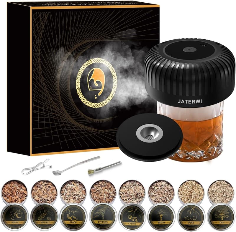 Whiskey Smoker Kit with 8 Wood Chips - Perfect Gift for Men