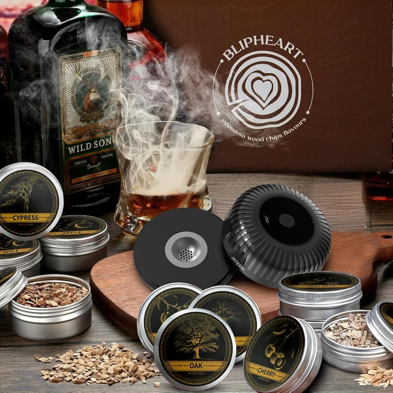 Whiskey Smoker Kit with 8 Wood Chips - Perfect Gift for Men