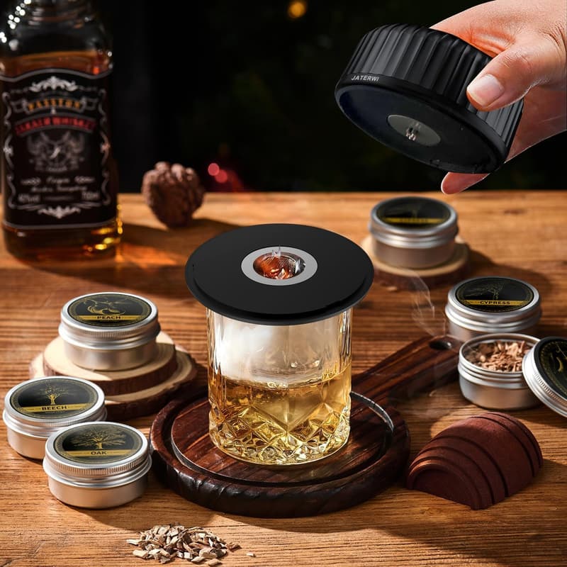 Whiskey Smoker Kit with 8 Wood Chips - Perfect Gift for Men