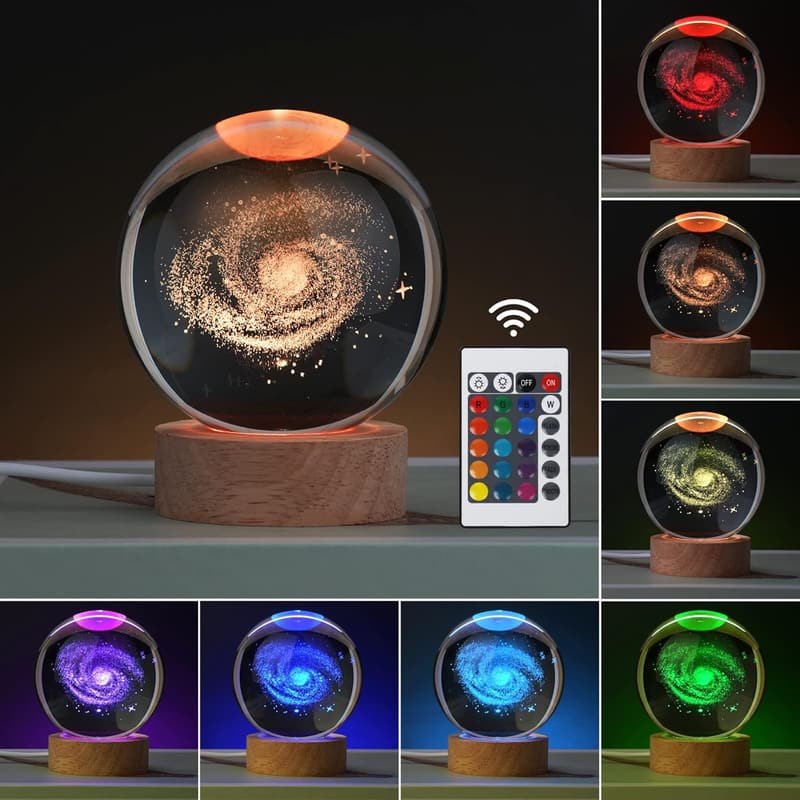 Galaxy Crystal Ball Night Light with Remote - 16 Colors